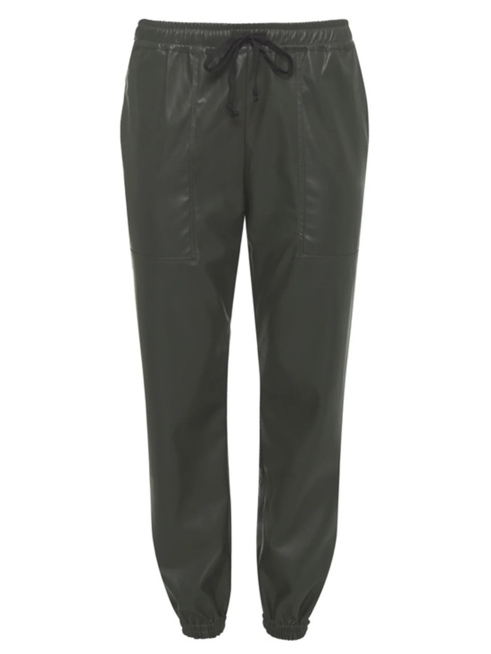 Gold Hawk Faux Leather Joggers Olive Green Sz M NWT